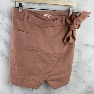 Madewell SZ 4 Mauve 100% Silk Short Skirt Pockets Tie Waist Soft Gorgeous Trendy